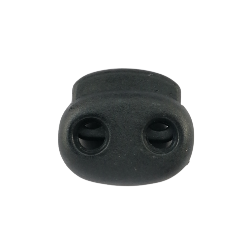 Koordstopper plastic 2 gaten - ovaal 20 mm - zwart
